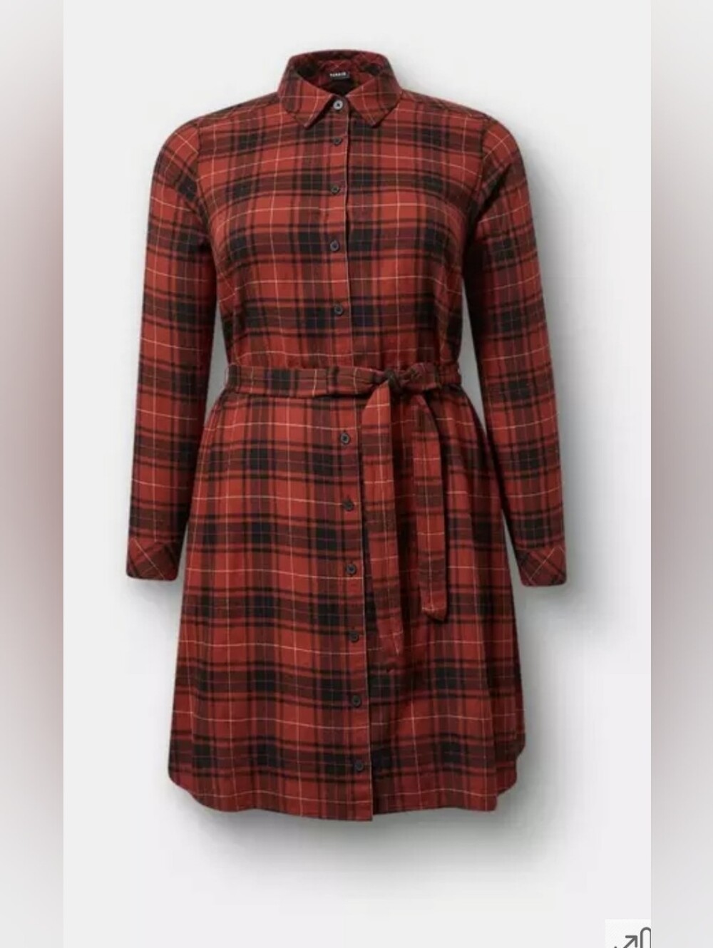 Torrid Flannel Shirt Dress, Pockets, Collared, Women's Size 1x